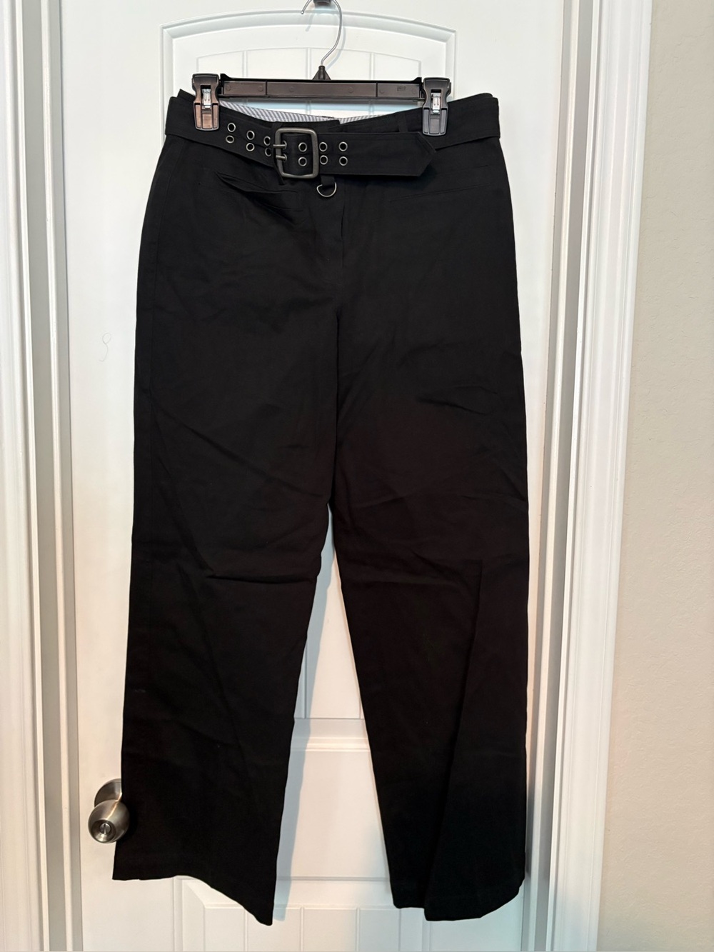 Larry Levine Black Belted Straight-Leg Chinos